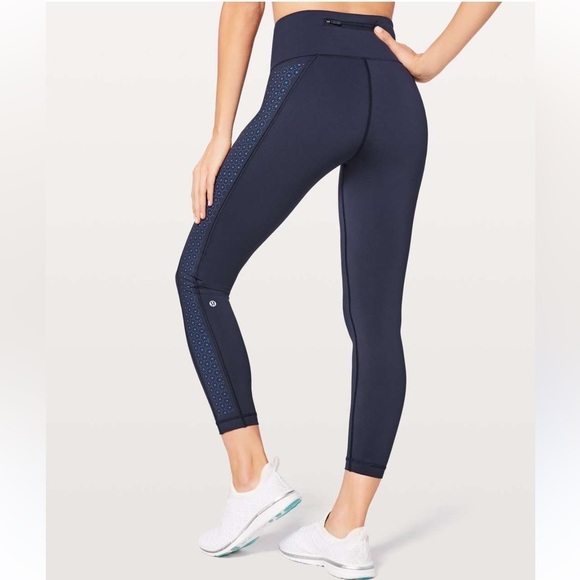 lululemon athletica Pants - Lululemon Color Me Quick 7/8 Tights 25" Navy Blue Laser Cut High Rise Leggings